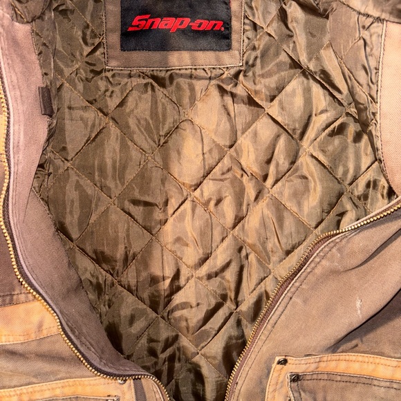 Vtg Snap On Tools Two Tone Brown Carhartt Style Workwear Hooded Jacket Men’s XL - Picture 6 of 10